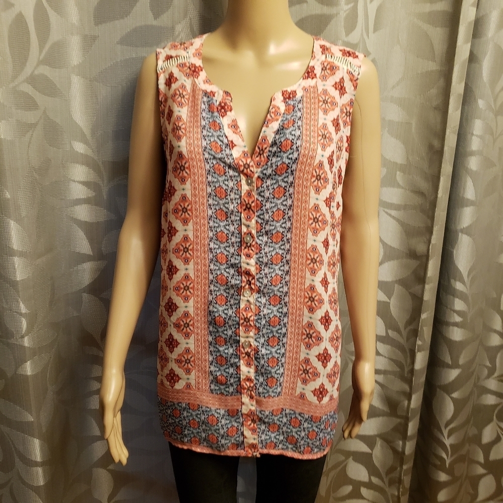 Boho Sleeveless Blouse Size L - Picture 11 of 11